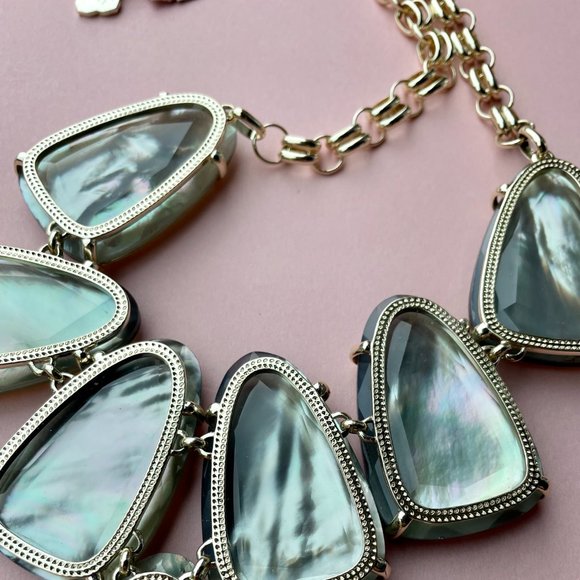 NWT Kendra Scott Harlow Necklace Grey Illusion 14k Gold Plated - Picture 7 of 11